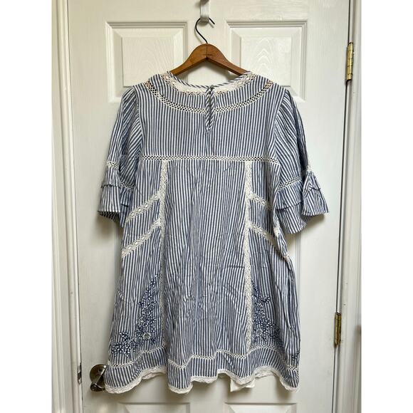 NWOT Free People Sunny Day Embroidered Striped Dress - Picture 2 of 16